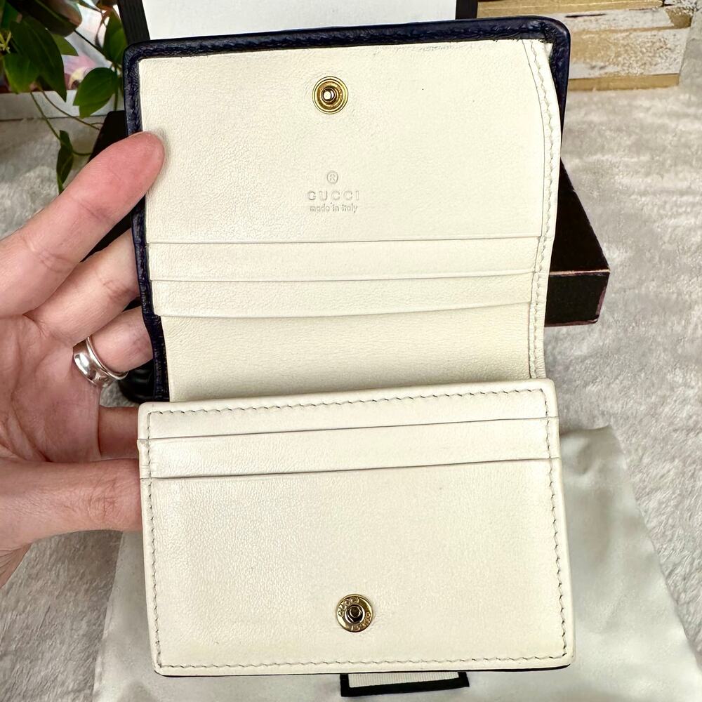Gucci Marmont cream and blue Leather Compact Wallet RARE! - Picture 9 of 16